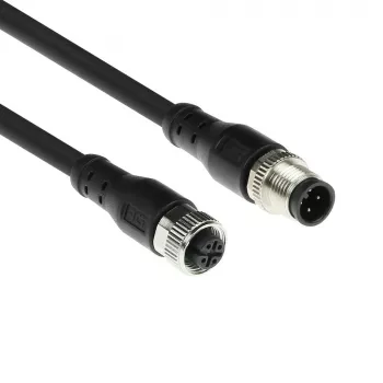 ACT Industrial 3,00 Meter Sensorkabel M12A 4-polig Stecker auf M12A 4-polig Buchse, Superflex Xtreme TPE-Kabel, geschirmt