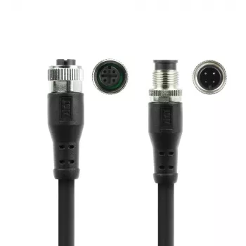 ACT Industrial 5,00 Meter Sensorkabel M12A 4-polig Stecker auf M12A 4-polig Buchse, Superflex Xtreme TPE Kabel, geschirmt