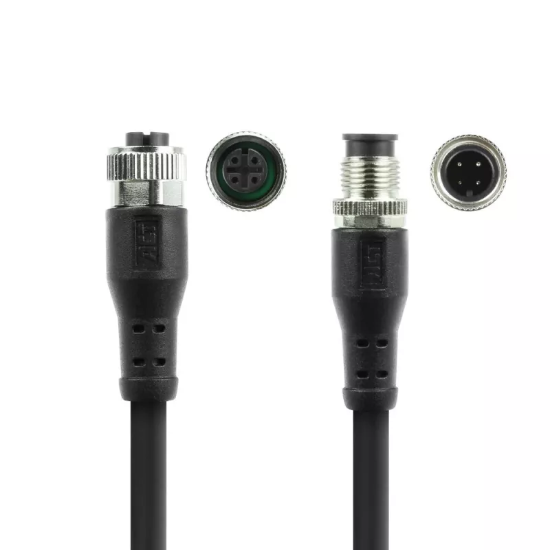 ACT Industrial 5,00 Meter Sensorkabel M12A 4-polig Stecker auf M12A 4-polig Buchse, Superflex Xtreme TPE Kabel, geschirmt