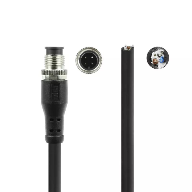 ACT Industrial 3,00 Meter Sensorkabel M12A 4-polig Stecker auf offenes Ende Superflex Xtreme TPE-Kabel, geschirmt