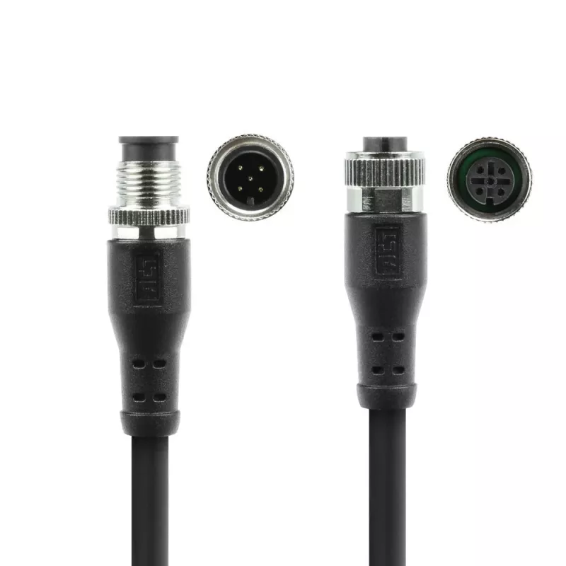 ACT Industrial 5.00 Meter Sensorkabel M12A 5-polig Stecker auf M12A 5-polig Buchse, Superflex Xtreme TPE-Kabel, geschirmt