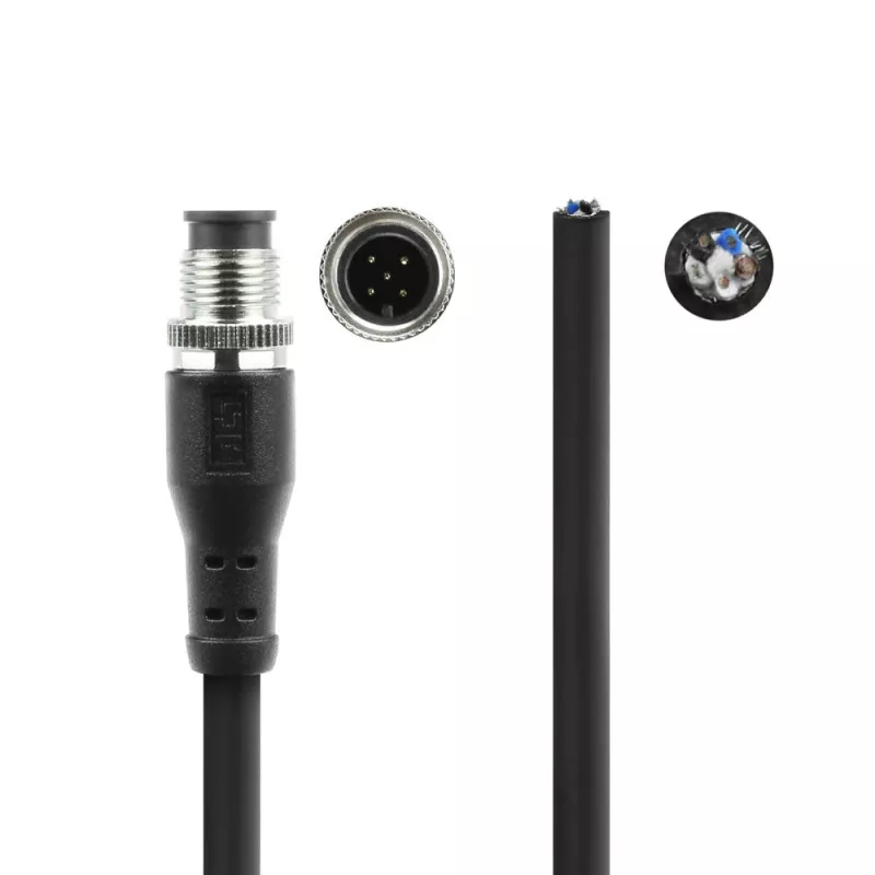ACT Industrial 3,00 Meter Sensorleitung M12A 5-polig Stecker auf offenes Ende, Superflex Xtreme TPE-Kabel, geschirmt