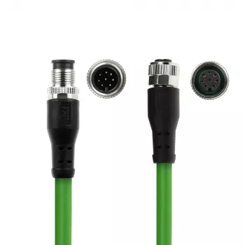 ACT Industrial 3,00 Meter Sensorkabel M12A 8-polig Stecker auf M12A 8-polig Buchse, Ultraflex TPE-Kabel, geschirmt