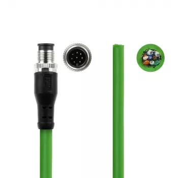 ACT Industrial 3,00 Meter Sensorkabel M12A 8-polig Stecker auf offenes Ende, Ultraflex TPE-Kabel, geschirmt