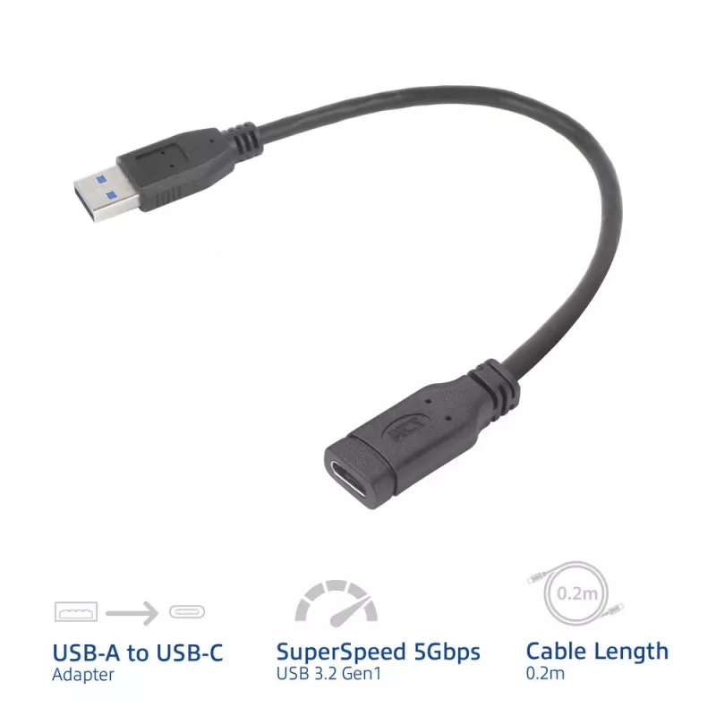 USB-Adapter ACT AC7460 USB-A-Stecker auf 24-polige USB-C-Buchse, 20 cm, 5 Gbit/s