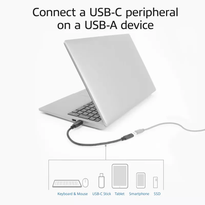 USB-Adapter ACT AC7460 USB-A-Stecker auf 24-polige USB-C-Buchse, 20 cm, 5 Gbit/s