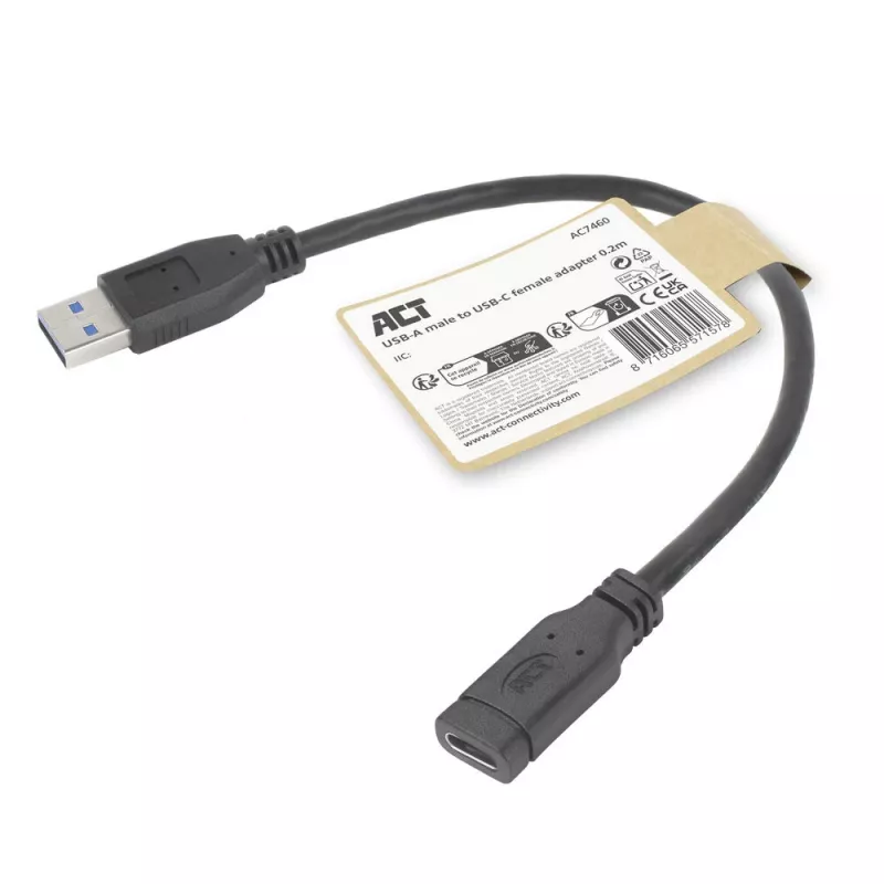 USB-Adapter ACT AC7460 USB-A-Stecker auf 24-polige USB-C-Buchse, 20 cm, 5 Gbit/s