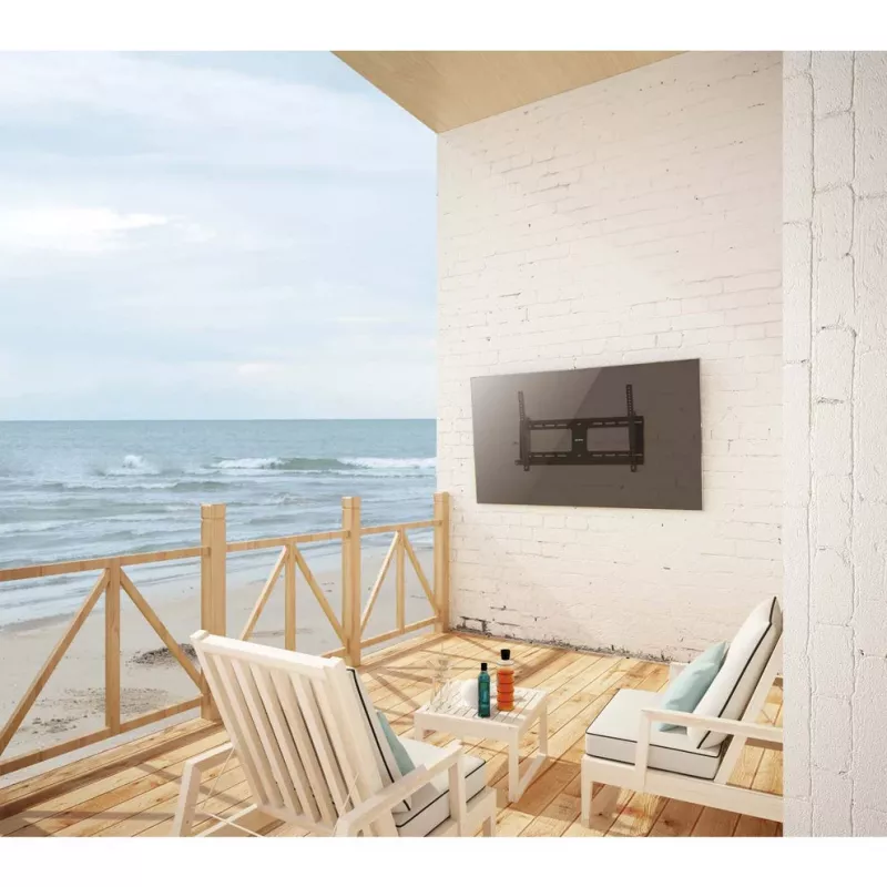 Manhattan Outdoor Wandhalterung für TV & Monitore (neigbar, Diebstahlschutz), Für Bildschirme von 37 Zoll bis 65 Zoll, VESA-Kompatibilität: alle zwischen 200x200 mm und 600x400 mm – überprüfen Sie die Abmessungen der vier Befestigungslöcher auf der Rückseite des Bildschirms, um sicherzustellen, dass er passt, Max. 80 kg, Abschließbar, Halterung