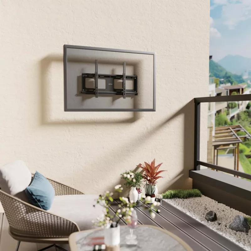 Manhattan Outdoor Wandhalterung für TV & Monitore (neigbar, Diebstahlschutz), Für Bildschirme von 37 Zoll bis 65 Zoll, VESA-Kompatibilität: alle zwischen 200x200 mm und 600x400 mm – überprüfen Sie die Abmessungen der vier Befestigungslöcher auf der Rückseite des Bildschirms, um sicherzustellen, dass er passt, Max. 80 kg, Abschließbar, Halterung