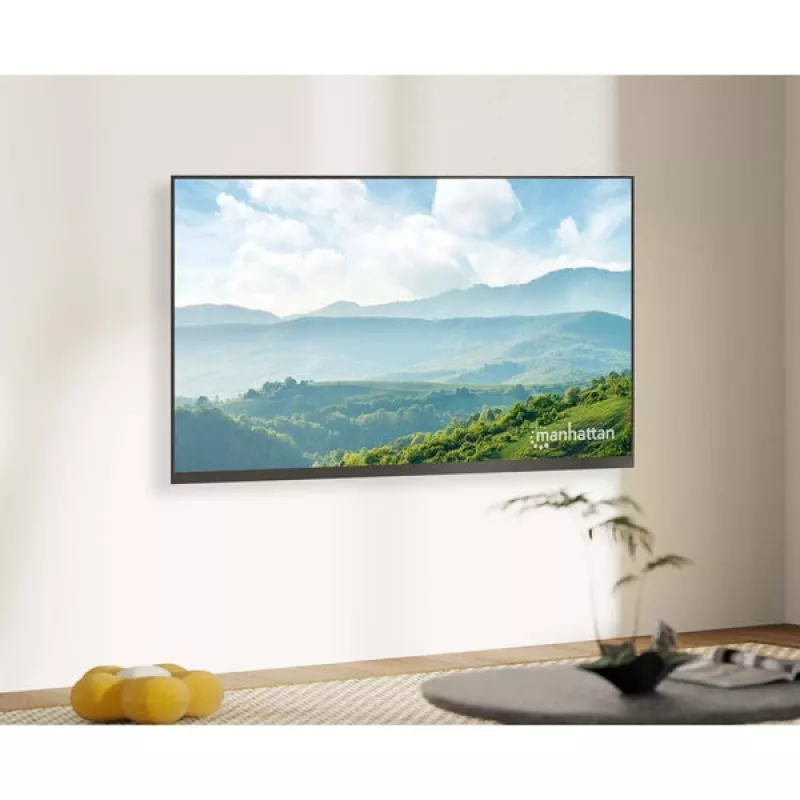 Manhattan Schwenkbare Wandhalterung für TV & Monitore (neig- und schwenkbar), Für Bildschirme von 13 inch bis 27 inch, VESA-Kompatibilität: alle zwischen 75x75mm und 100x100mm - prüfen Sie die Abmessungen der vier Befestigungslöcher auf der Rückseite des Bildschirms, um sicherzustellen, dass sie passt, Einzelständerhalterung, Max 30kg