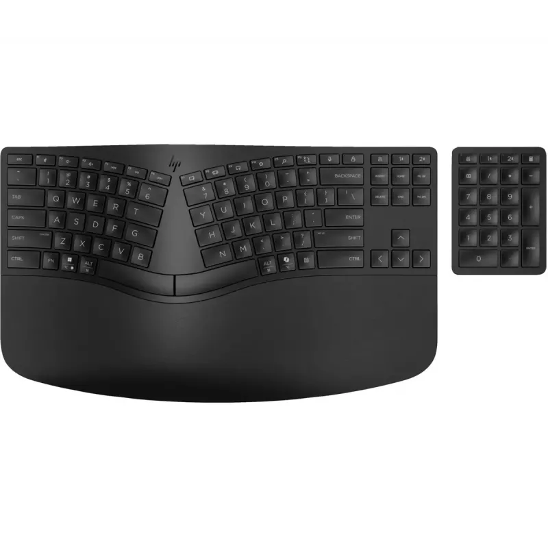 HP 960 Ergonomic Wireless Tastatur Full-size 100% RF Wireless + Bluetooth Membrane Schwarz für Zuhause