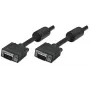 Manhattan VGA-Monitorkabel (mit Ferritkernen), 15m, Schwarz, Stecker auf Stecker, HD15, Kabel mit höherer SVGA-Spezifikation (voll kompatibel), Abschirmung mit Ferritkernen hilft, EMI-Störungen für verbesserte Videoübertragung zu minimieren, lebenslange Garantie