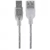 Manhattan USB-A auf USB-A Verlängerungskabel, 1,8 m, Stecker auf Buchse, 480 Mbit/s (USB 2.0), Hi-Speed USB, durchscheinendes Silber, lebenslange Garantie