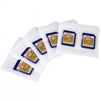 Hama selbstklebende “SD”-Hüllen, 5er-Pack, MMC, SD, 2 Karten, Polypropylen (PP), Transparent, Weiß, 75 mm, 70 mm