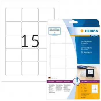 Labels HERMA ZIP diskettes A4 59x50 mm weißes Papier matt 375 Stk.