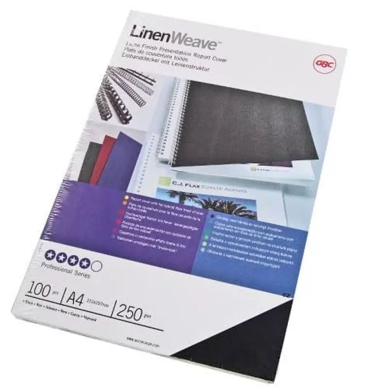 GBC LinenWeave Bindehüllen 250 g/m² A4 Schwarz (100)