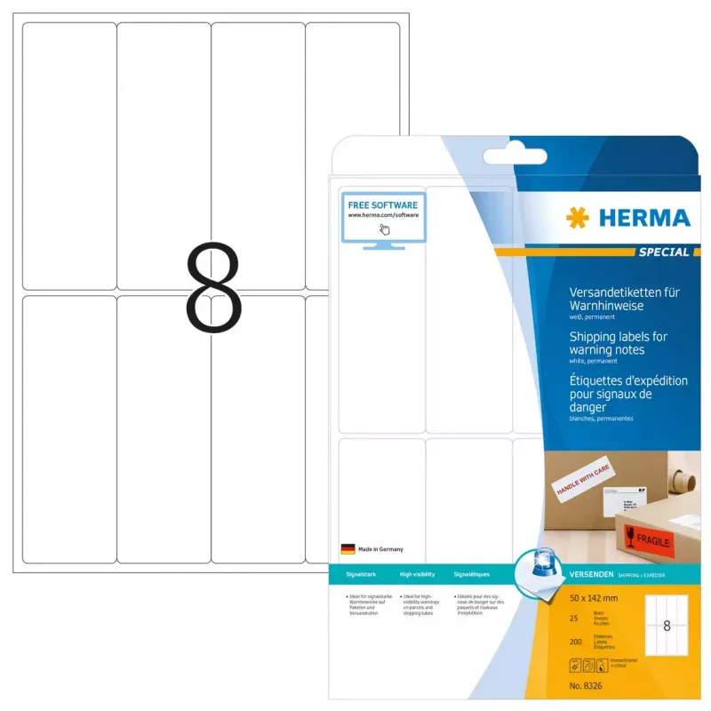 Versandetikett Warnhinweis HERMA 8326