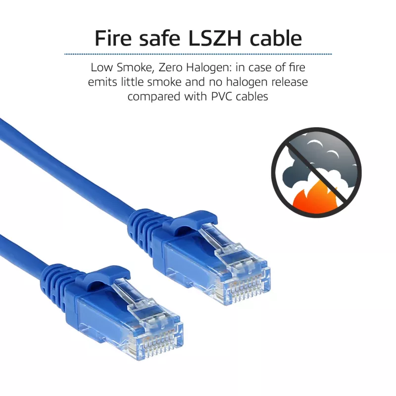 ACT Blau 3 Meter LSZH U/UTP CAT6 Rechenzentrums-Slimline-Patchkabel mit RJ45-Steckern
