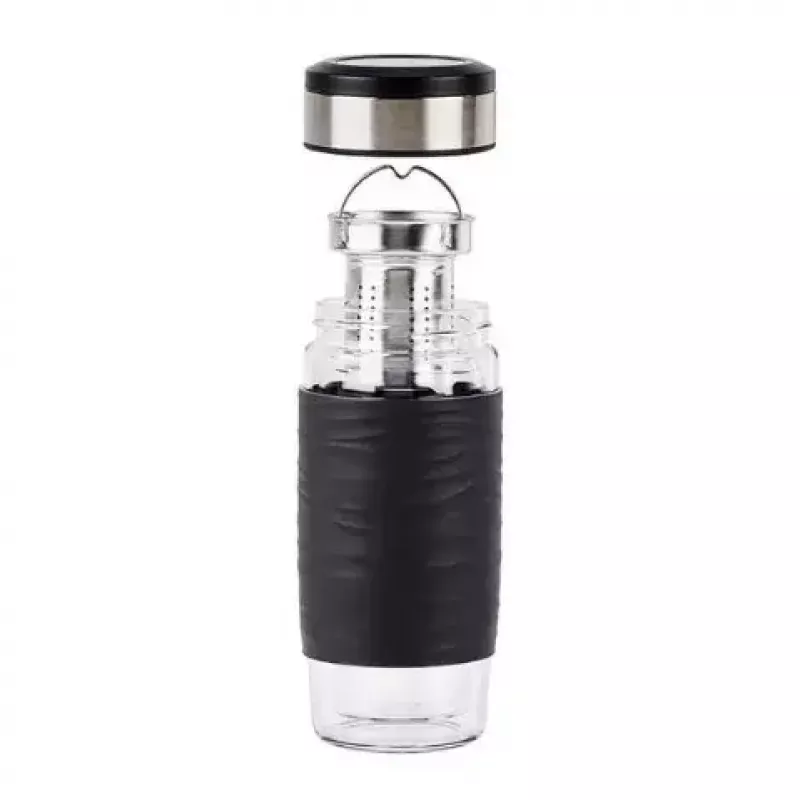EMSA N20803 Teebecher, 420 ml, Schwarz, mit Siebeinsatz