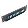 Glasfaser-Patchpanel DeLOCK 10 Zoll 12 Port LC Duplex blau 1U schwarz