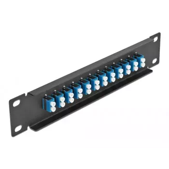 Glasfaser-Patchpanel DeLOCK 10 Zoll 12 Port LC Duplex blau 1U schwarz