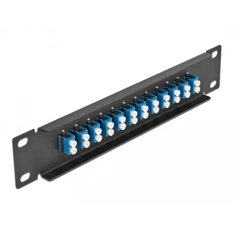 Glasfaser-Patchpanel DeLOCK 10 Zoll 12 Port LC Duplex blau 1U schwarz