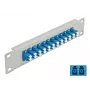 Glasfaser-Patchpanel DeLOCK 10 Zoll 12 Port LC Duplex Blau 1HE Grau