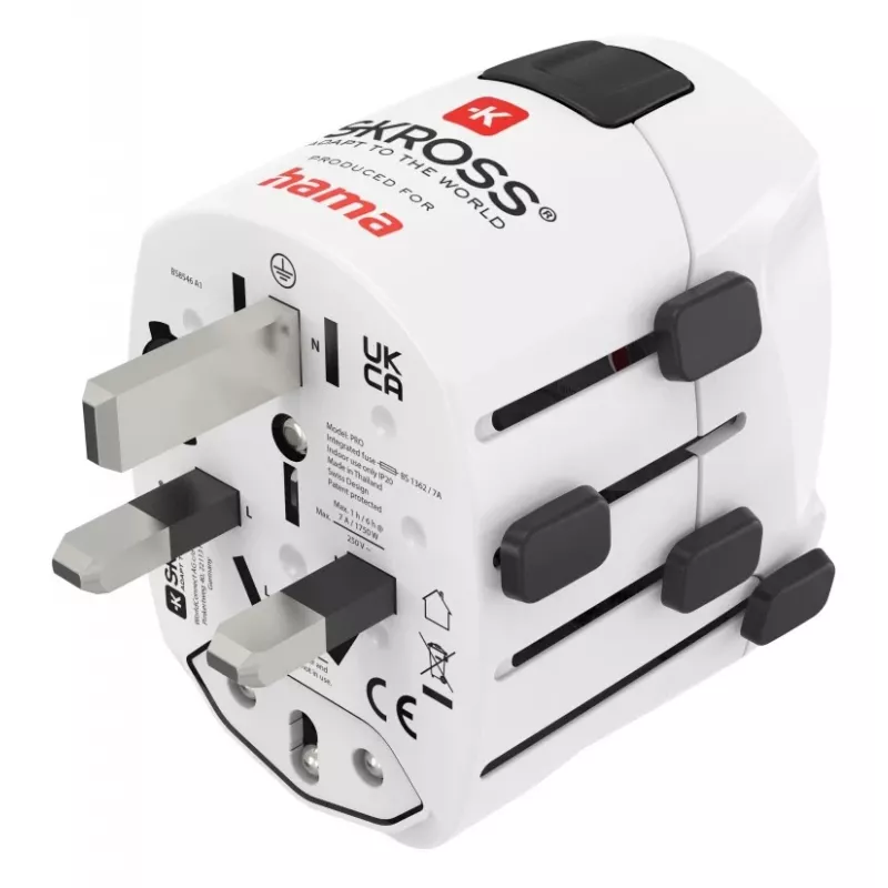 Hama World Travel Pro Reisestecker Universal Typ F Weiß