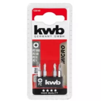 Schraubendreher-Bitsatz KWB 128140 – 4 Stück, Pozidriv PZ0 & PZ1, 28 mm
