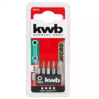 Schraubendreher-Bitsatz KWB 128240 — 5 Stück Torx-Bits T3 T4 T5 T6 T8, 28 mm