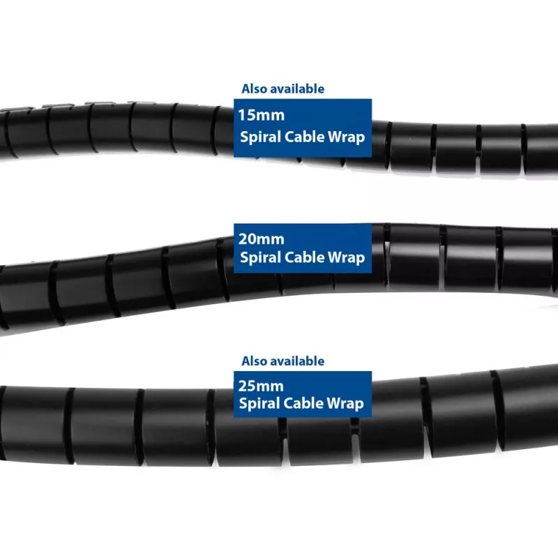 ACT 20 mm Spiralkabelschlauch, Länge 30 Meter, Kabelmanagement, Schwarz, Polyvinylchlorid (PVC)