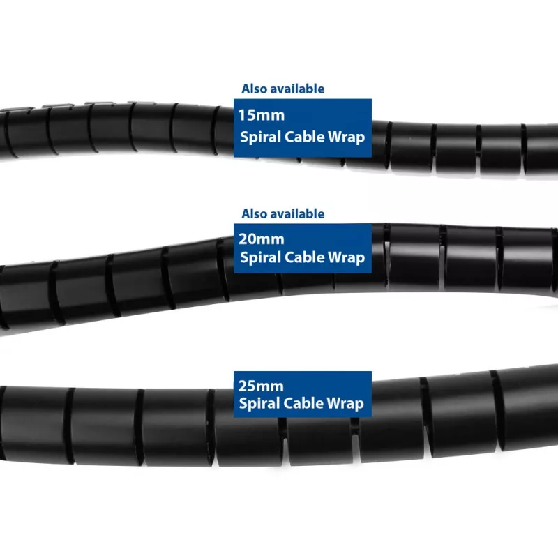 ACT 25 mm Spiralkabelwicklung, 20 Meter Länge, Kabelmanagement, Schwarz, Polyvinylchlorid (PVC)