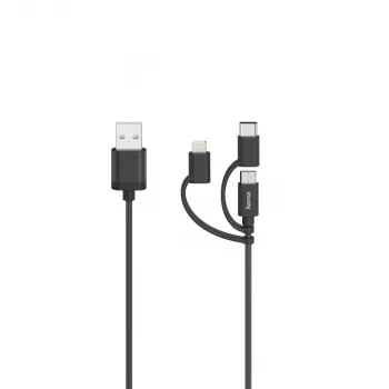 Hama 00200617 USB-Kabel USB 2.0 0,75 m USB A USB C/Micro USB A/Lightning Schwarz