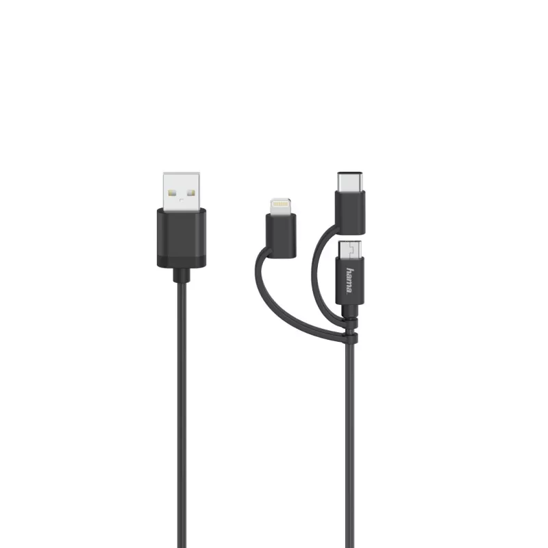 Hama 00200617 USB-Kabel USB 2.0 0,75 m USB A USB C/Micro USB A/Lightning Schwarz