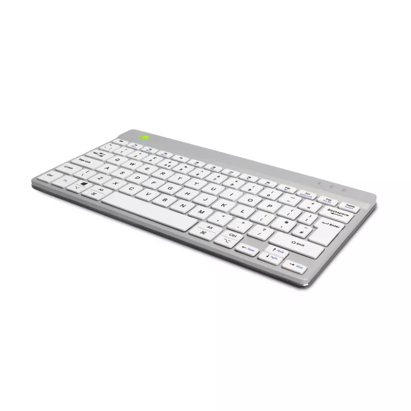 R-Go Tools Ergonomische Tastatur R-Go Compact Break, kompakte Tastatur mit Pausensoftware, QWERTY (UK), Bluetooth, weiß