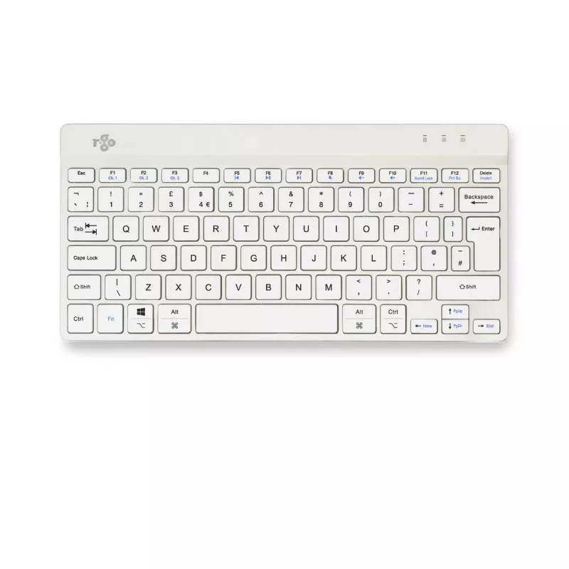 R-Go Tools Ergonomische Tastatur R-Go Compact Break, kompakte Tastatur mit Pausensoftware, QWERTY (UK), Bluetooth, weiß