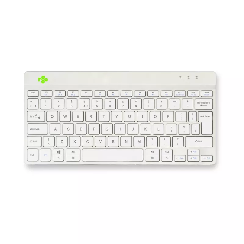 R-Go Tools Ergonomische Tastatur R-Go Compact Break, kompakte Tastatur mit Pausensoftware, QWERTY (UK), Bluetooth, weiß