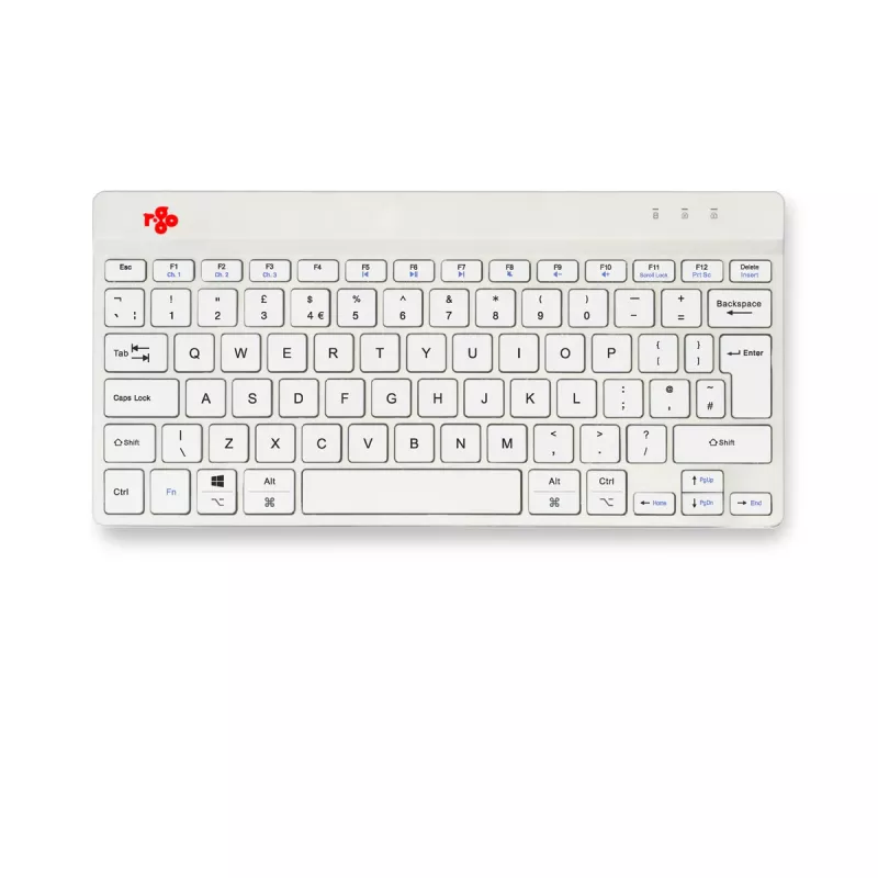 R-Go Tools Ergonomische Tastatur R-Go Compact Break, kompakte Tastatur mit Pausensoftware, QWERTY (UK), Bluetooth, weiß