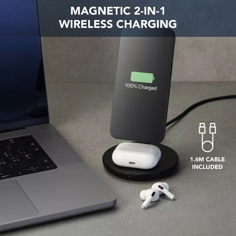 Cellularline Mag Duo Wireless Charger 2-in-1 kabellose Ladestation für Apple-Geräte