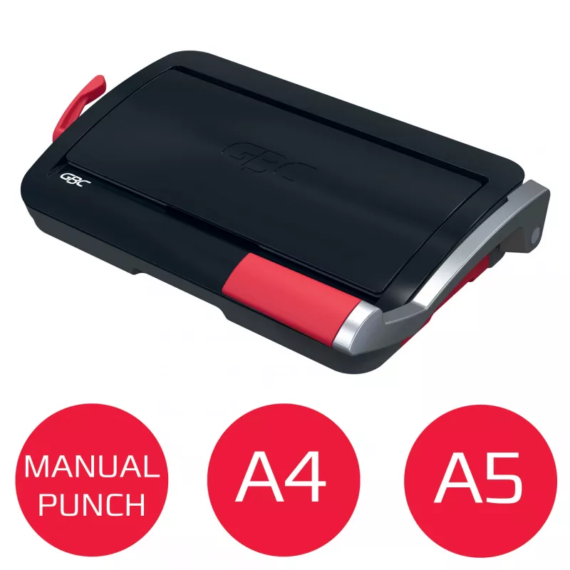 GBC CombBind® CB12 manuelle Bindemaschine, Kammbindegerät, manuell, 165 Blatt, Schwarz, Rot