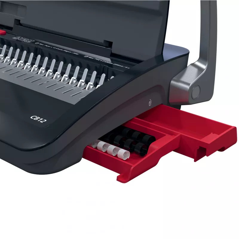 GBC CombBind® CB12 manuelle Bindemaschine, Kammbindegerät, manuell, 165 Blatt, Schwarz, Rot