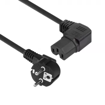 ACT Netzkabel CEE 7/7 Stecker (gewinkelt) - C15 (gewinkelt rechts) IEC60320 schwarz 1,5 m