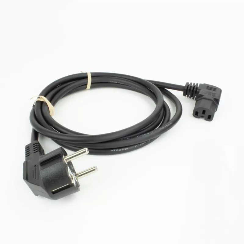 ACT Netzkabel CEE 7/7 Stecker (gewinkelt) - C15 (gewinkelt rechts) IEC60320 schwarz 1,5 m