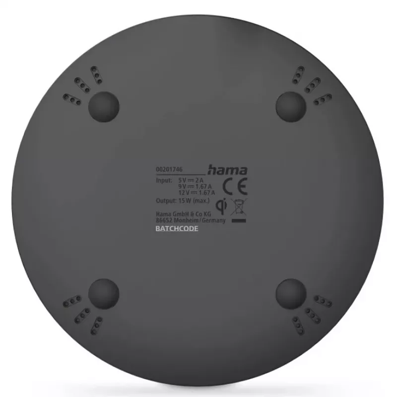 Hama 00201746 mobiles Ladegerät Smartphone Schwarz AC Kabelloses Laden Schnellladefunktion Innenbereich