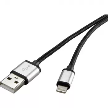 Lightning-Kabel Renkforce RF-4683966 3m Schwarz Silber