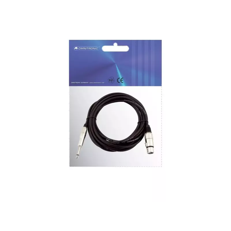 Audiokabel 2m Omnitronic 3022516M XLR 3-polig 6,35mm Schwarz