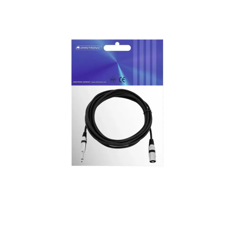 Audiokabel XLR 3-polig 6,35 mm Omnitronic 3022519C 5 m Schwarz