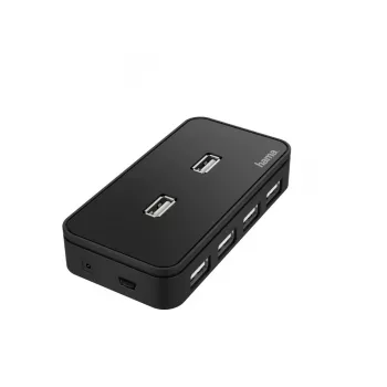 USB-Hub HAMA 00200123 — 7-Port USB 2.0-Hub, 480 Mbit/s, schwarz, 1,1 m Kabel