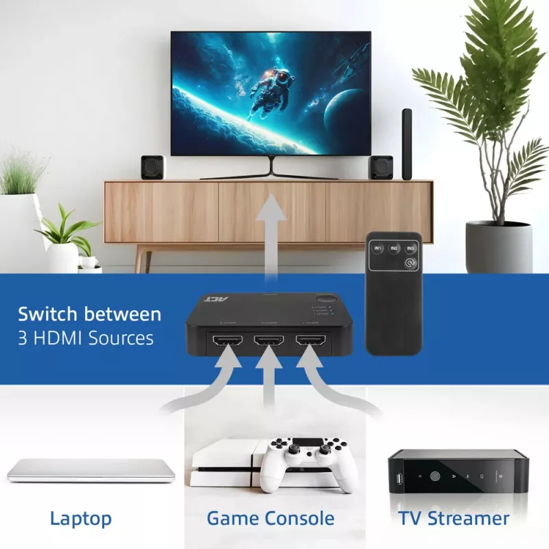ACT 4K HDMI Switch 3x1 Schwarz 60Hz 1920x1080 3840x2160