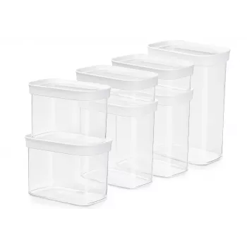 EMSA N1142900 Lebensmittel-Aufbewahrungsbehälter Rechteckig Set 8,3 L Transparent, Weiß 7 Stück
